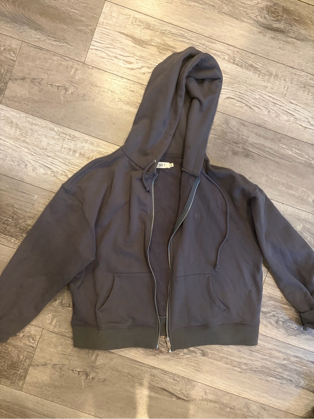 SET Active Dark Gray Zip-Up Hooded Sweatshirt